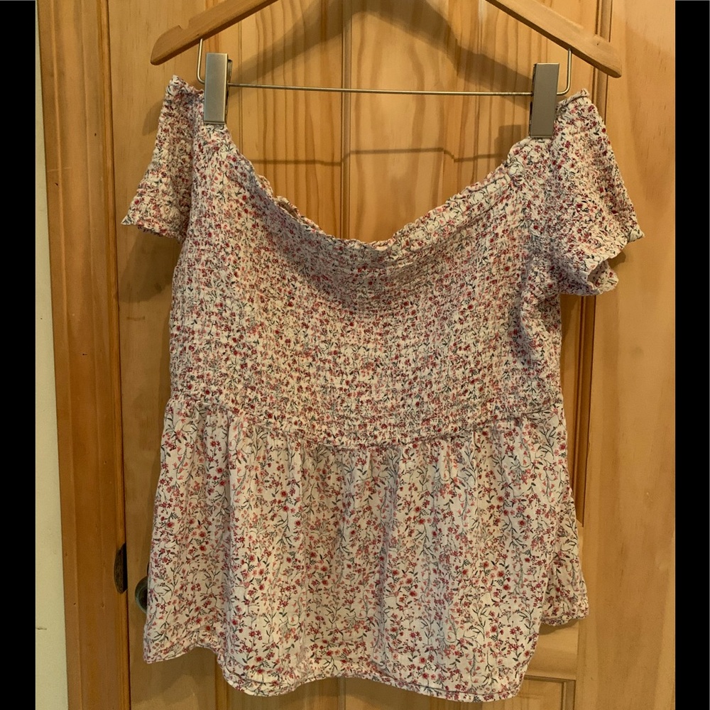 Smocked iff the shoulder top